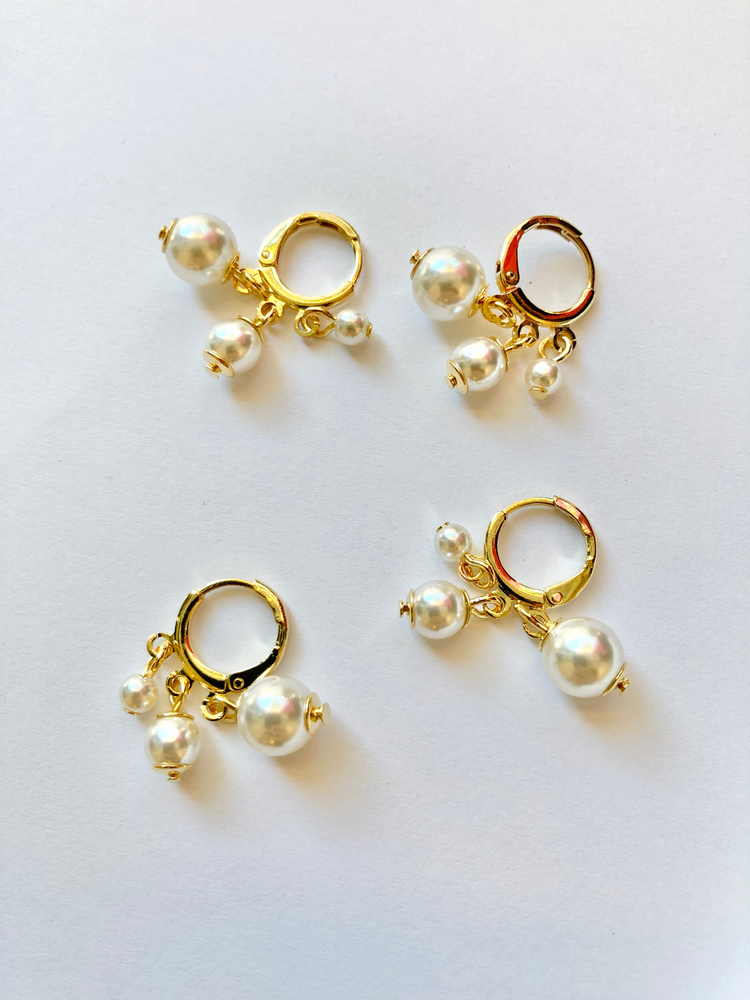 Evelyn Pearl Gold Filled Huggies Earrings